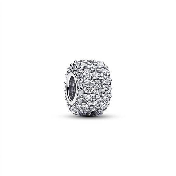 NEW PANDORA women's sparkling pavé triple-row charm in silver - Picture 1 of 3